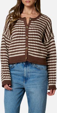 Blu Pepper Stripe Cotton Blend Cardigan