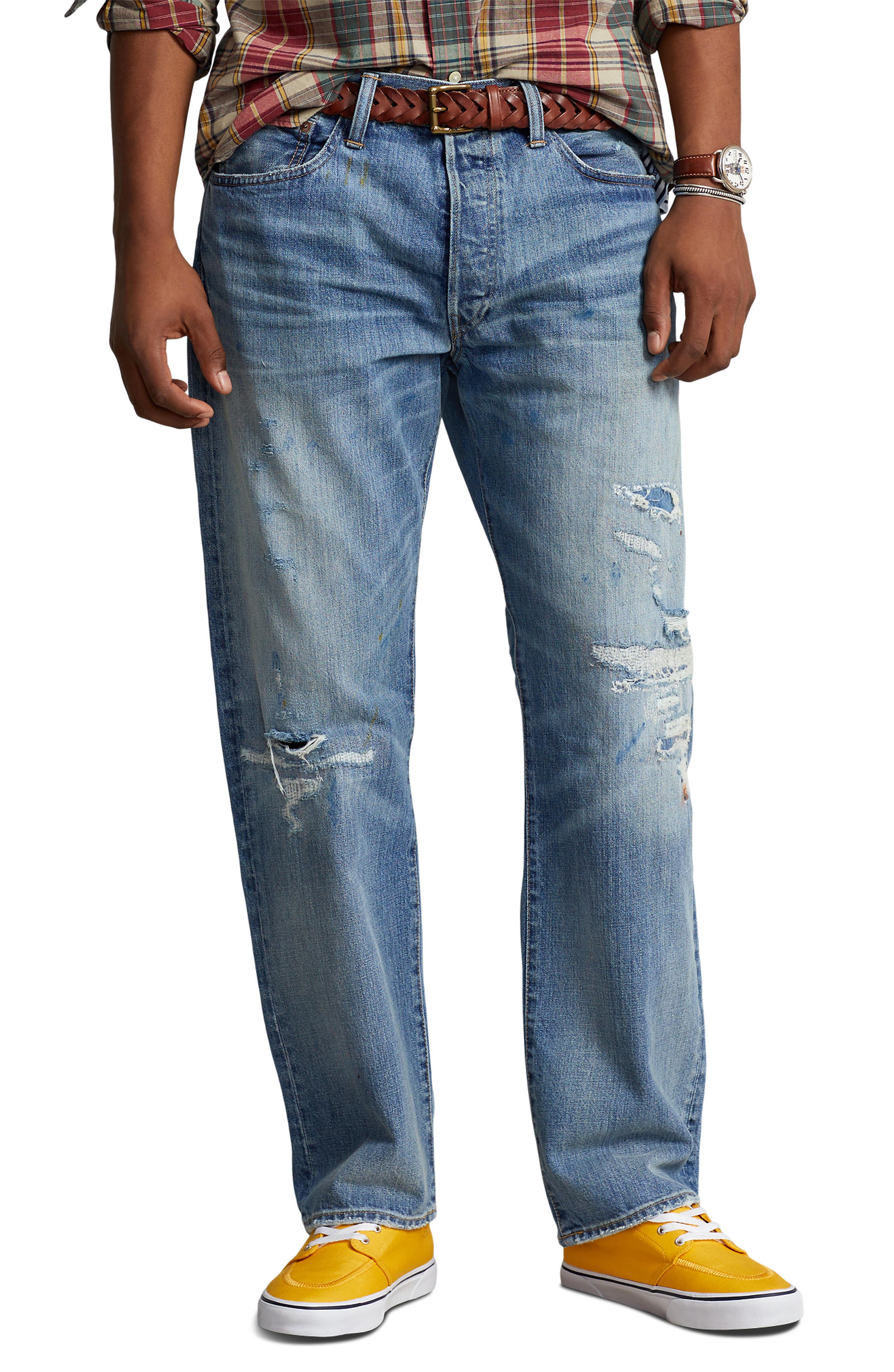 Polo Ralph Lauren Rigid Denim Classic Fit Distressed Jeans