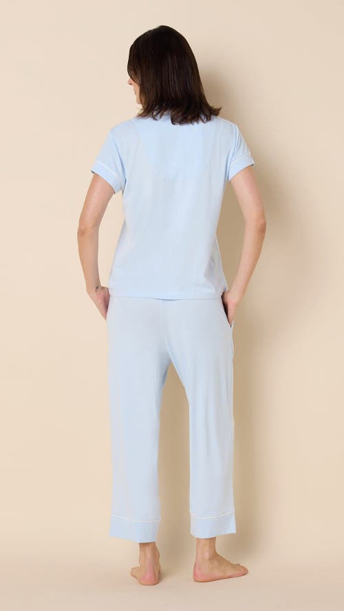 The Cat's Pajamas Pima Knit Cropped Pajama Set In White