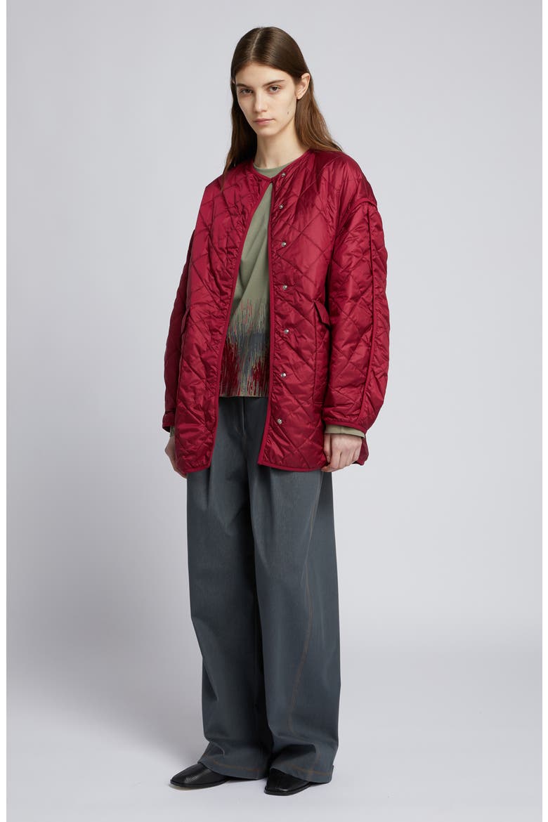 Spiga Quilted Jacket, Alternate, color, DARK RED