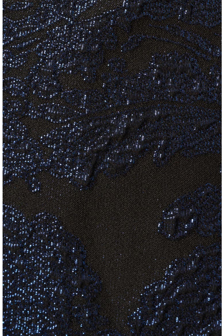 Ruffle Metallic Jacquard Cocktail Dress, Alternate, color, NAVY
