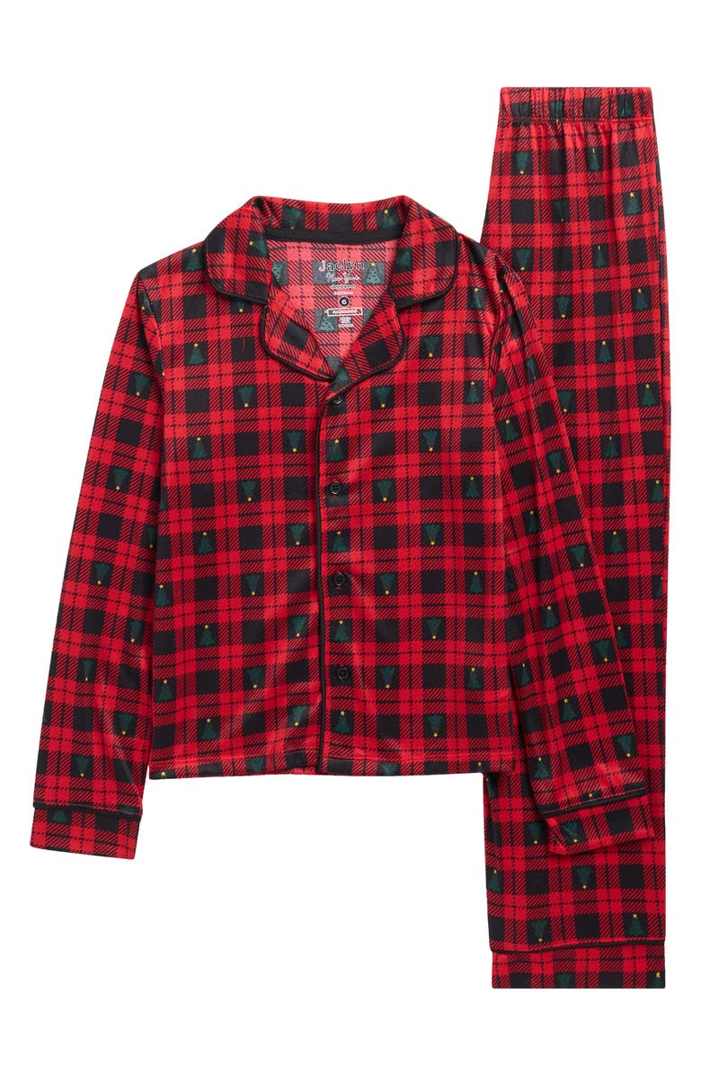 JACLYN Kids' Matching Family Christmas Tree Plaid Two-Piece Pajamas, Main, color, Xmas Tree