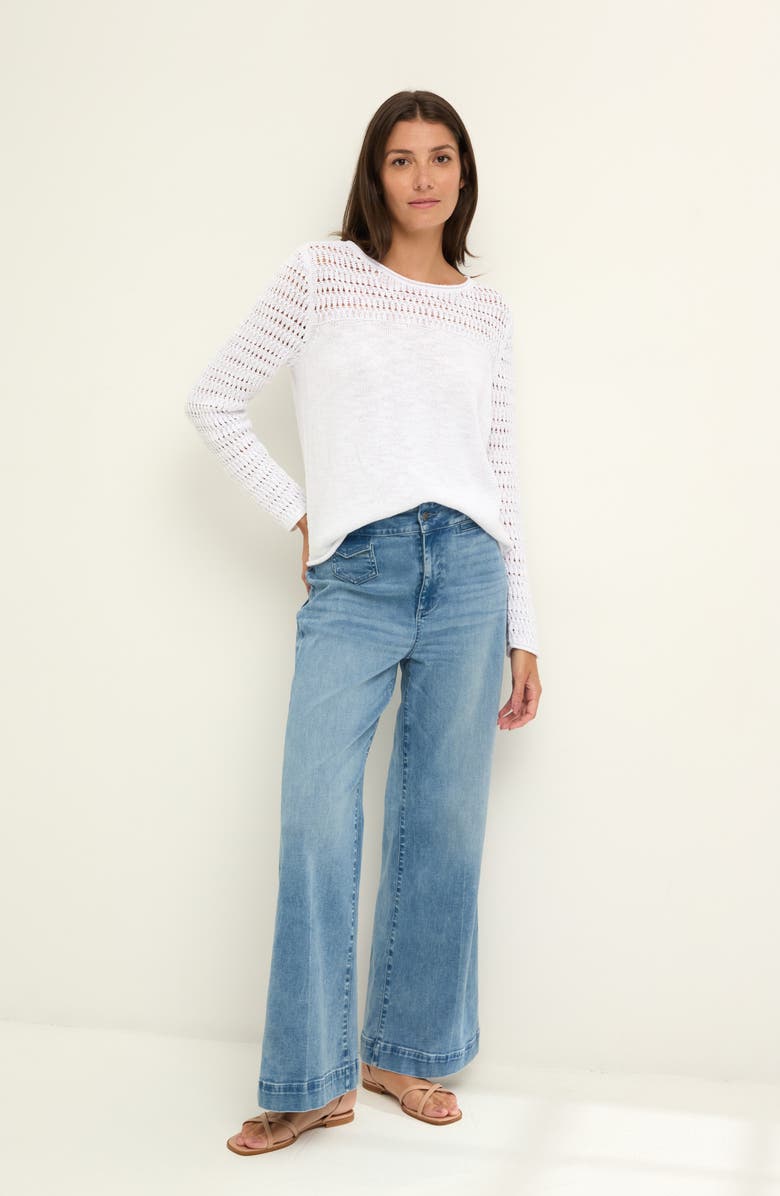 NIC+ZOE Placed Pointelle Cotton Blend Sweater, Alternate, color, Paper White