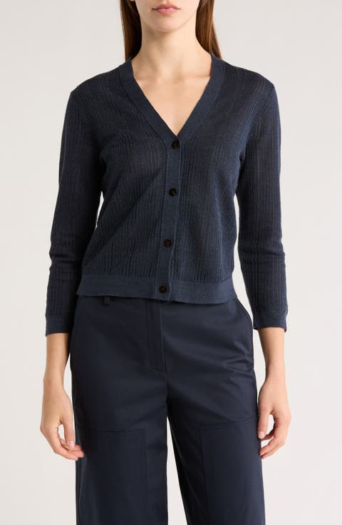 Crop Linen Blend Cardigan