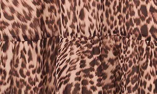 Vince Camuto Leopard Print Long Sleeve Maxi Dress In Brown
