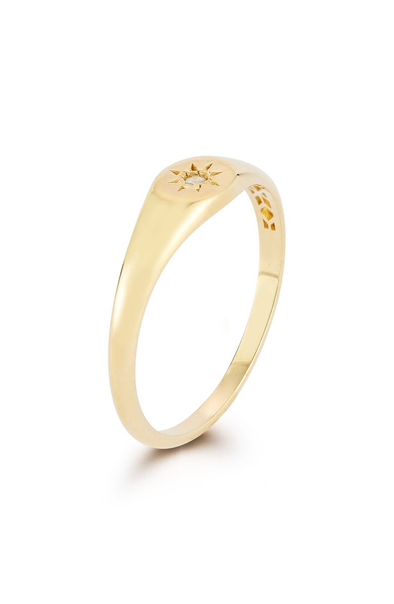 Ember Fine Jewelry 14K Gold Diamond Signet Ring, Alternate, color, Bright Gold