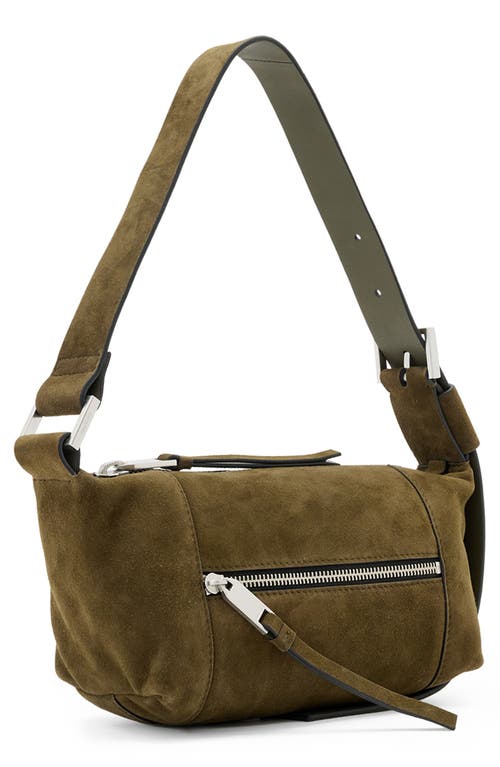 Allsaints Mini Vega Suede Shoulder Bag In Green