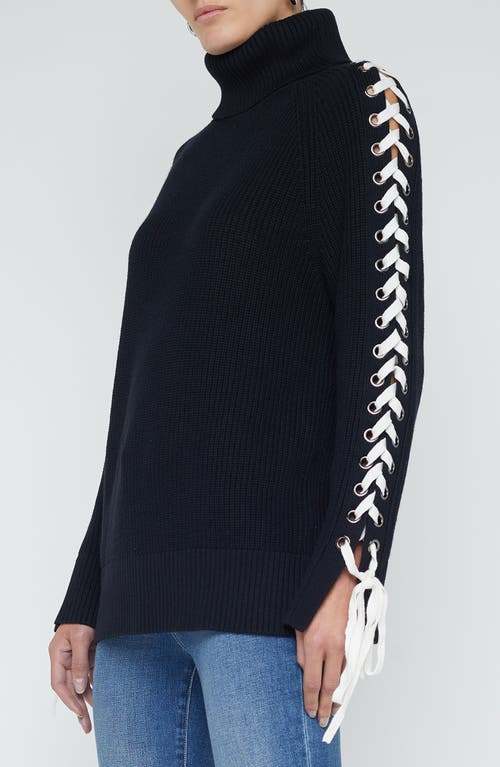 L'agence Nola Lace Up Turtleneck Sweater In Multi