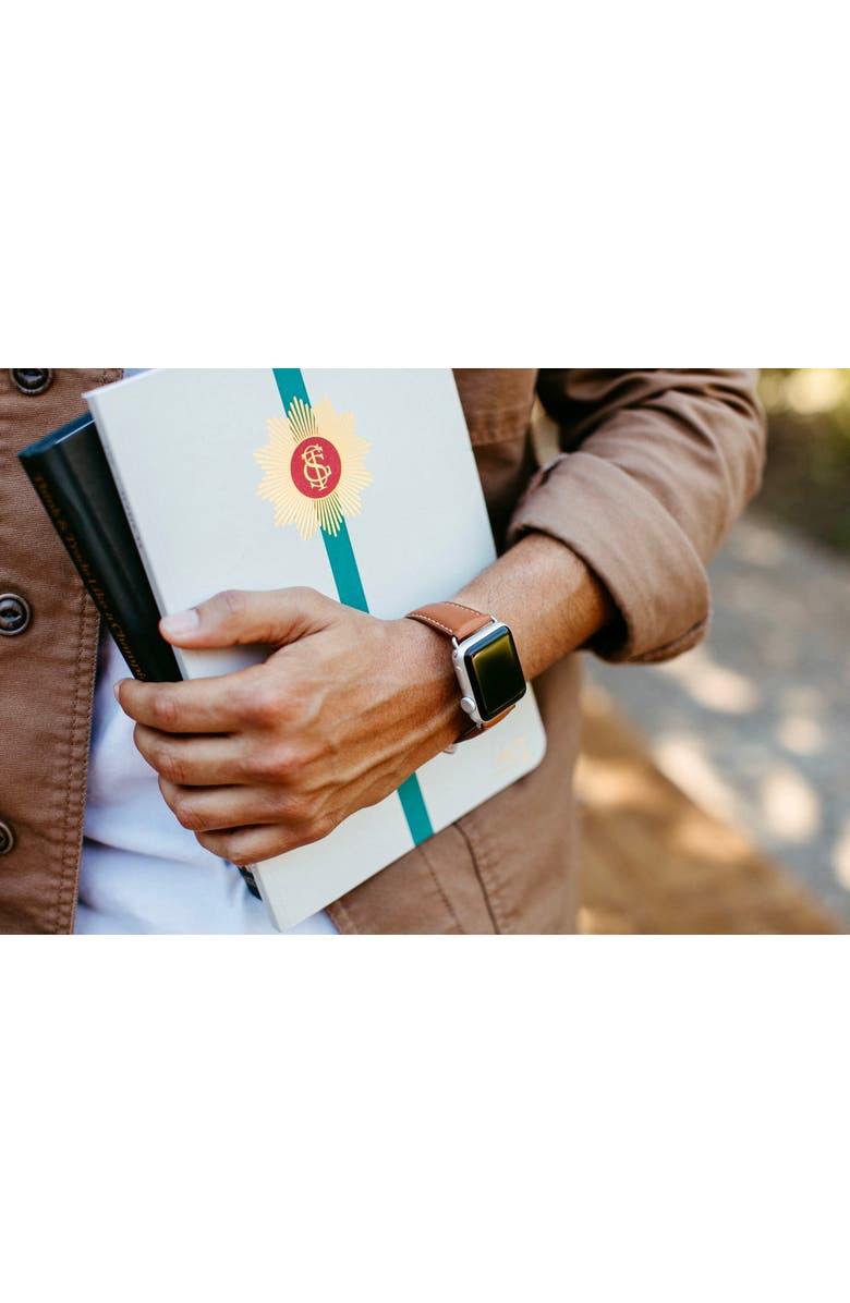 Bluebonnet The Executive French Leather Apple Watch Band, Alternate, color, Saddle Tan