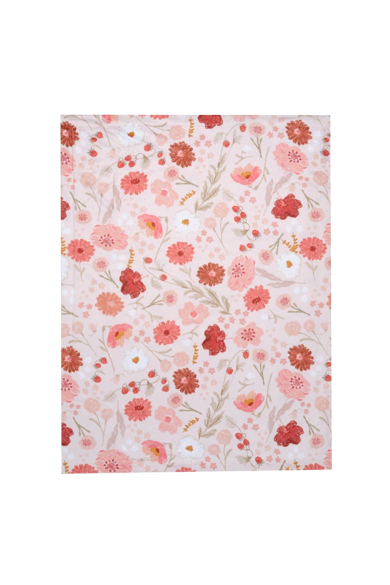Flower Power Floral/Strawberry Soft/Cozy Fleece Baby Blanket, Alternate, color, Pink