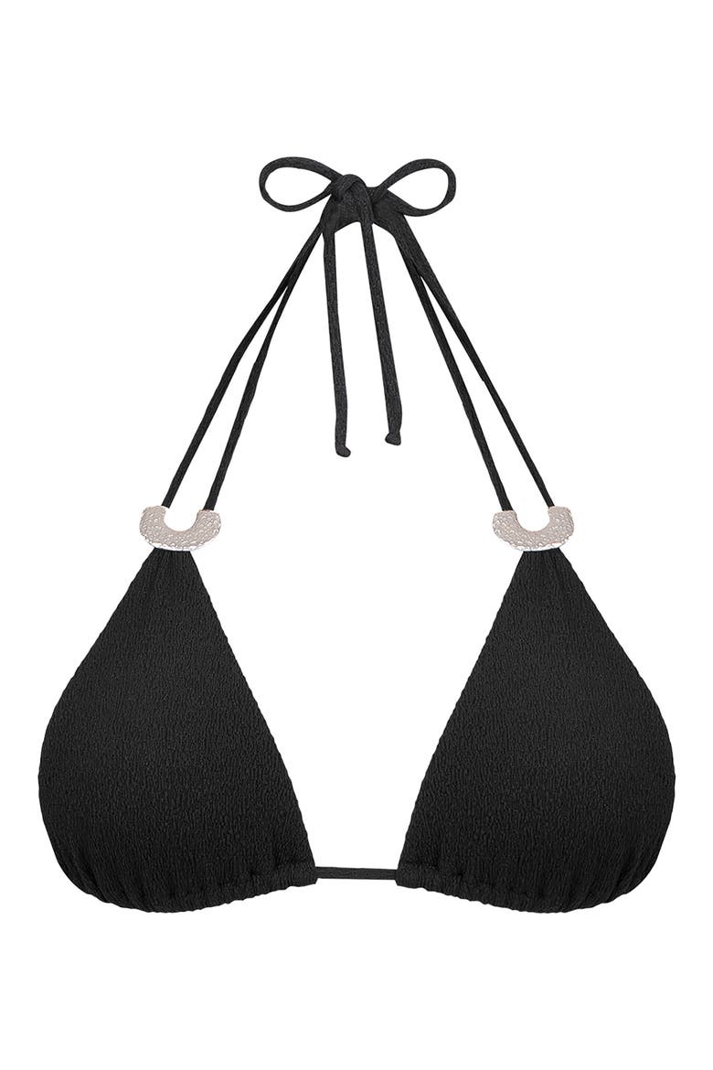 Firenze Sami Triangle String Bikini Top, Alternate, color, BLACK