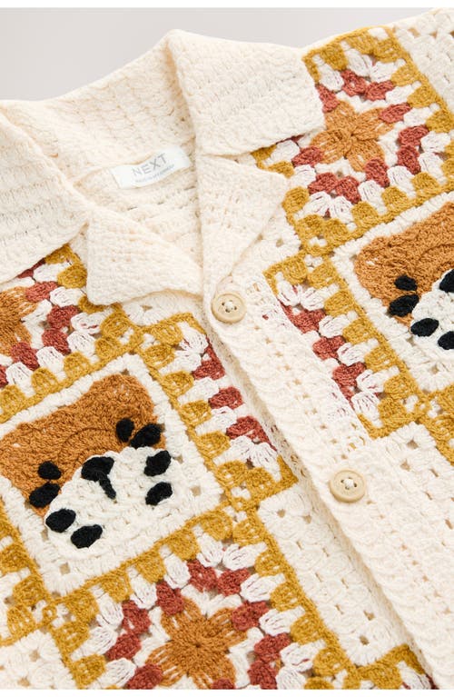 Next Kids' Knit Tiger Button-up Shirt In Multi