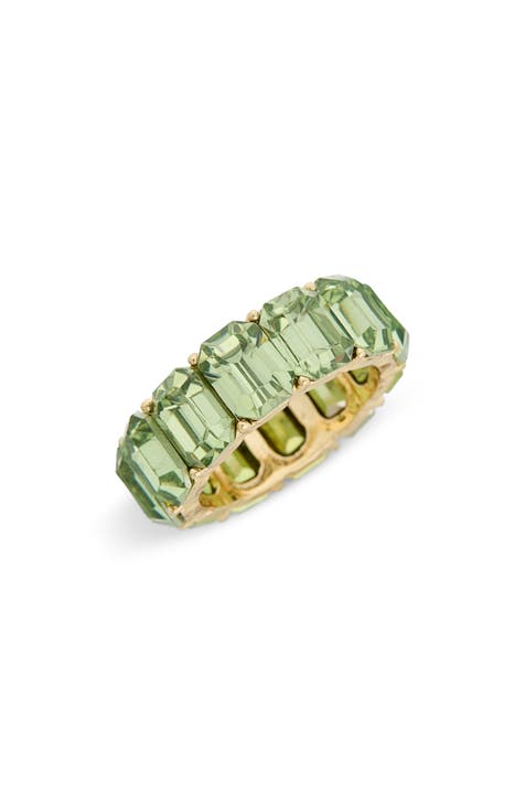 Emerald Cut Crystal Eternity Band Ring