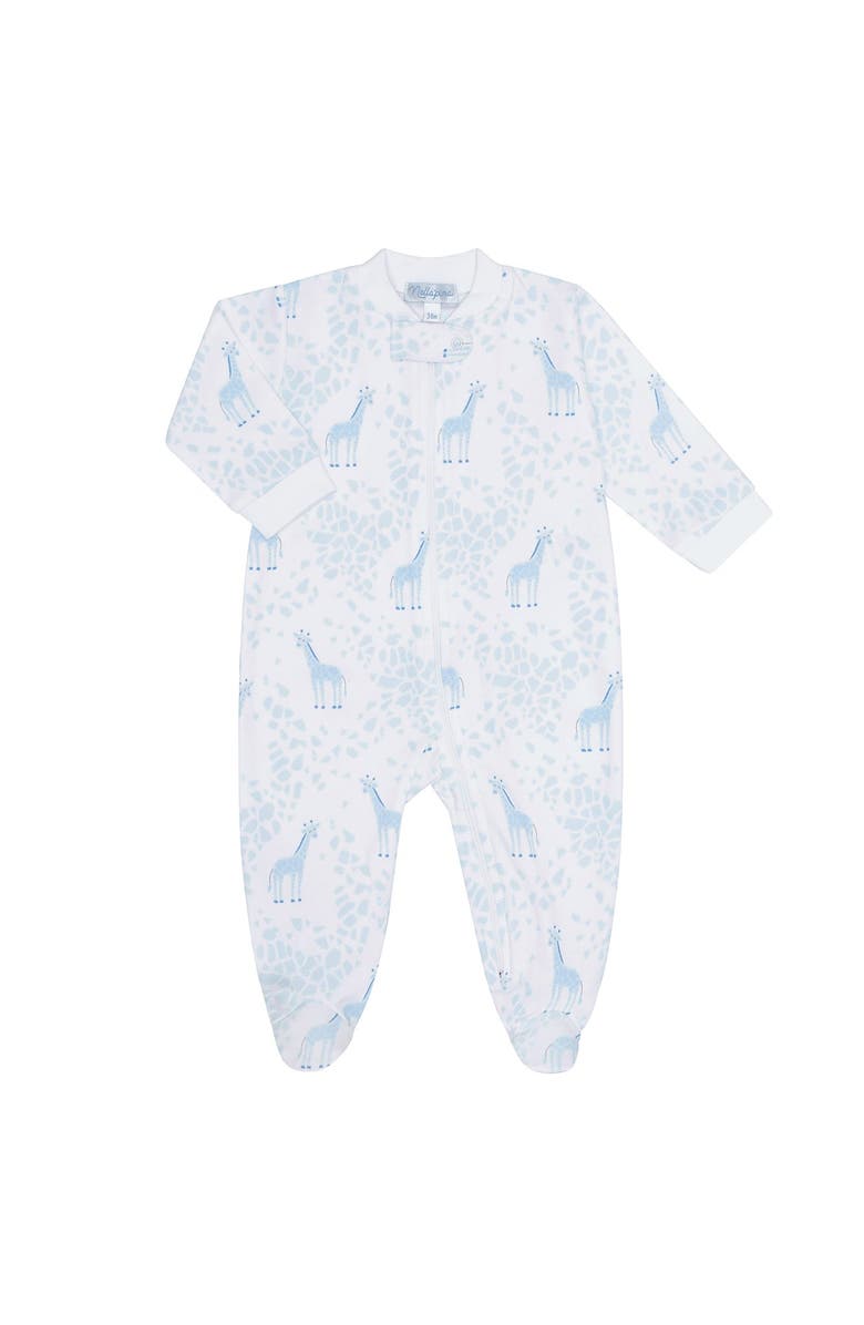 Nellapima Blue Giraffe Print Zipper Footie - Baby, Alternate, color, Blue