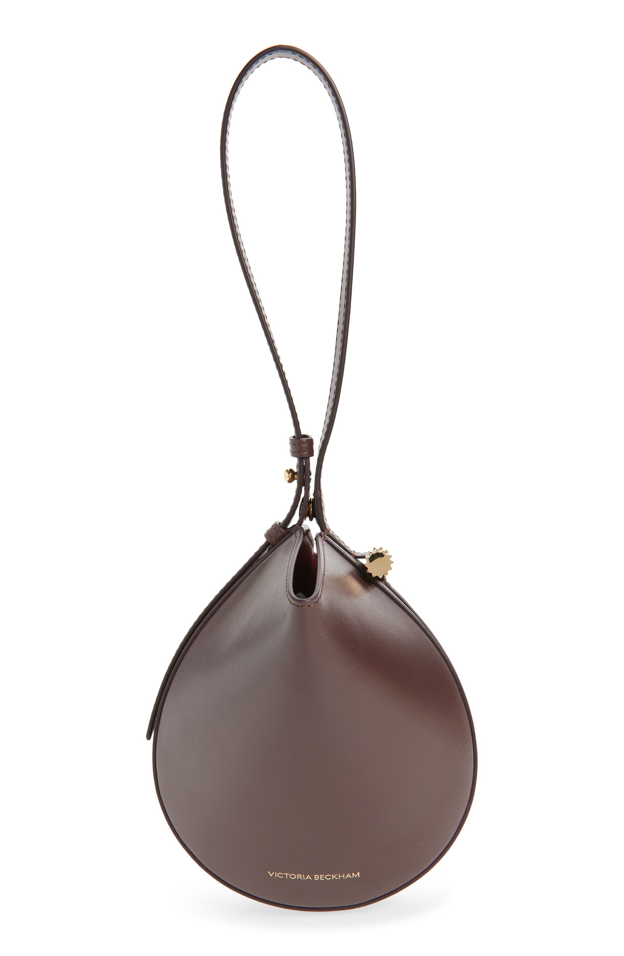 Victoria Beckham Mini Dia Leather Pouch Clutch, Alternate, color, Dark Burgundy