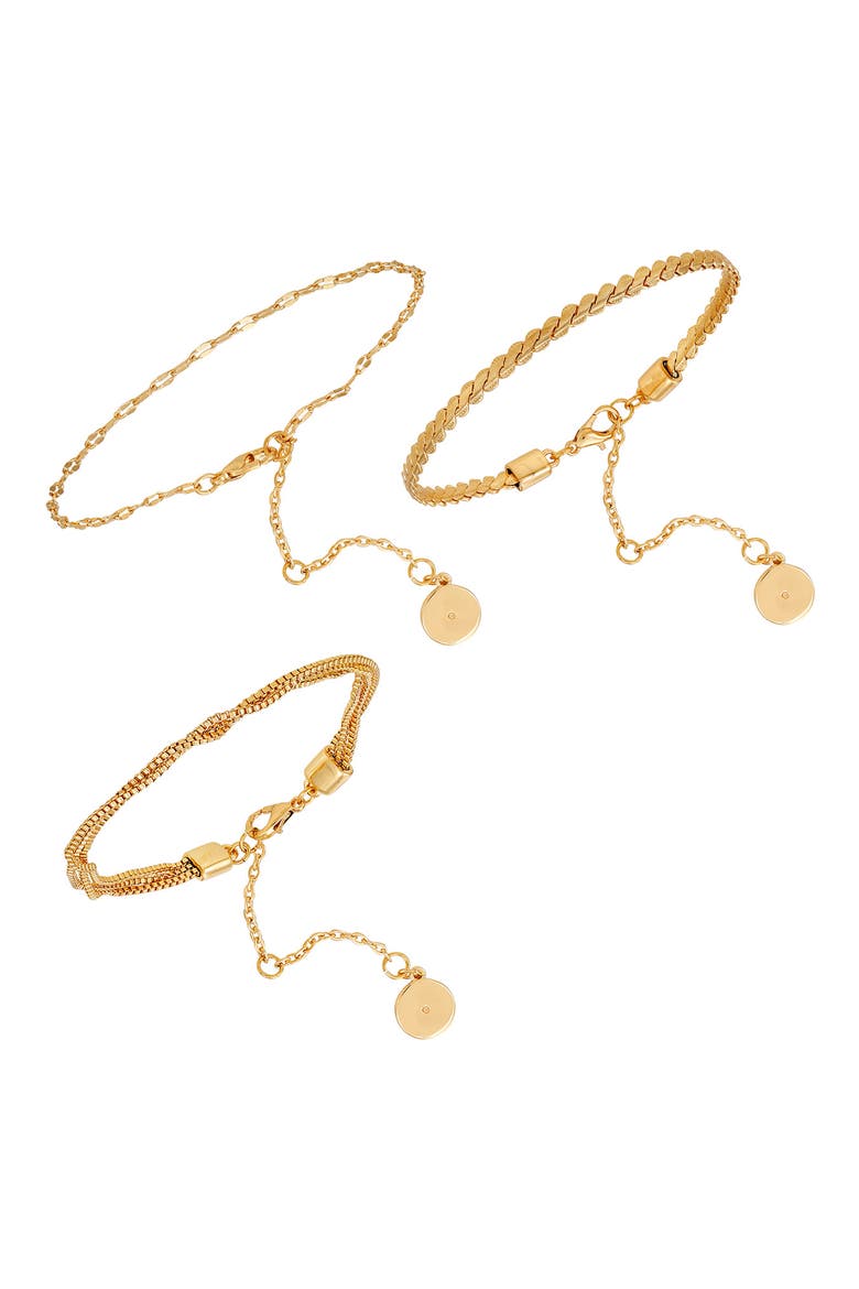 Set of 3 Bracelets, Main, color, GOLDTONE