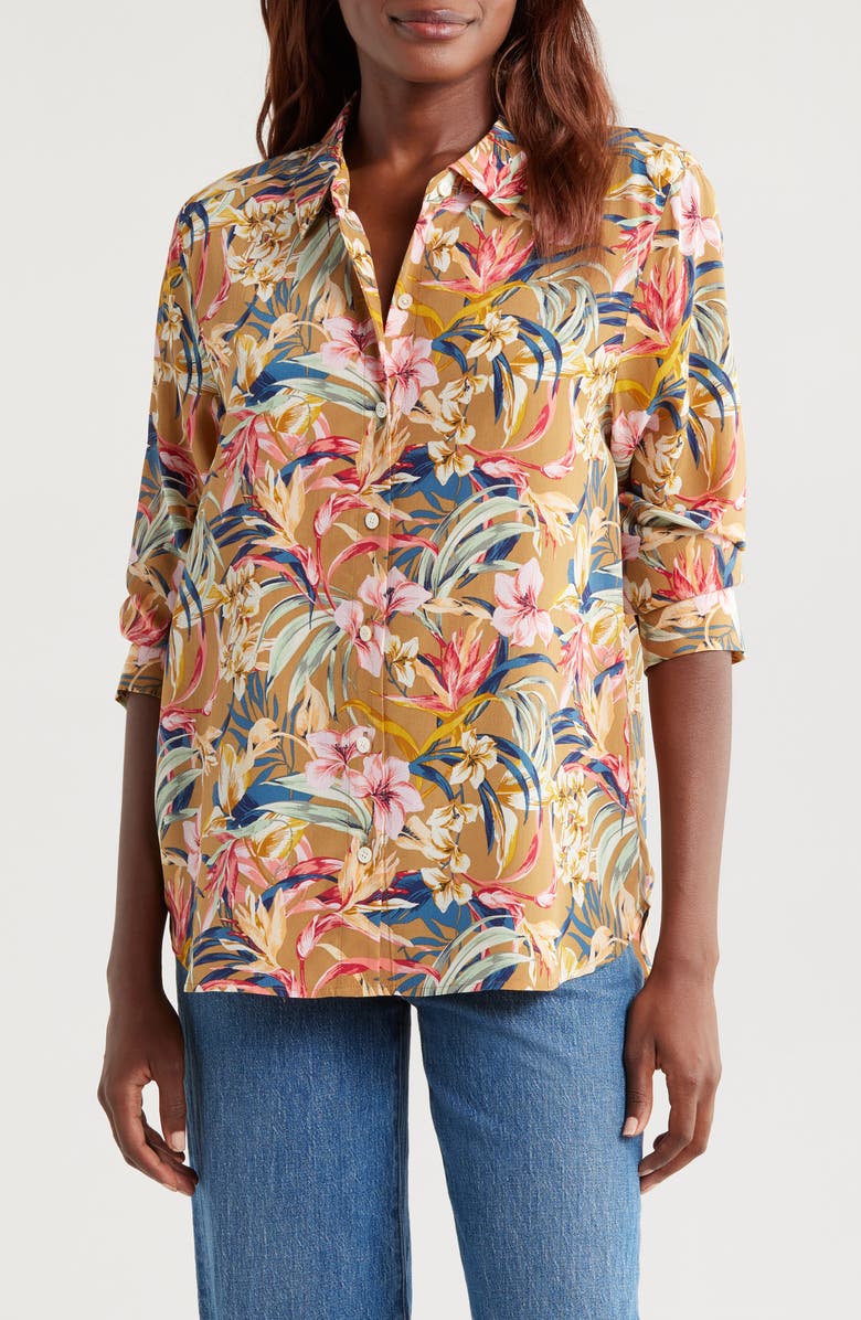 Tommy Bahama Flora Amora Button-Up Silk Shirt, Main, color, 