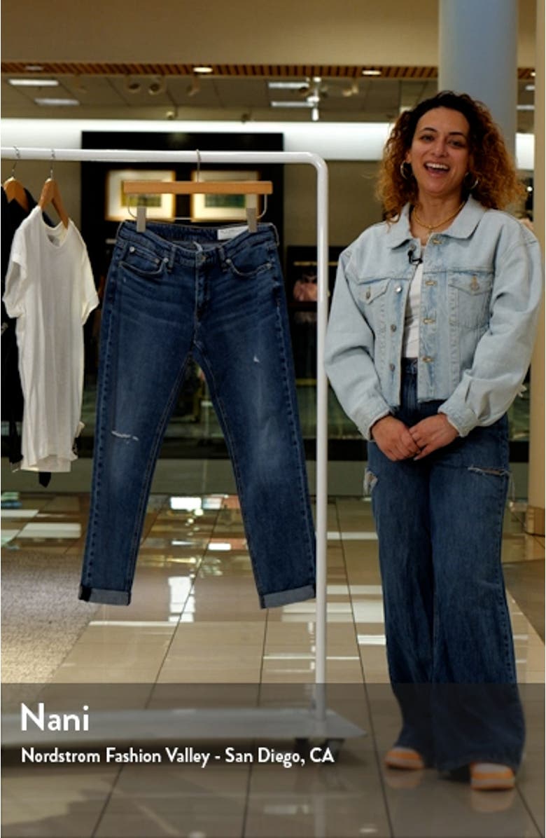 Dre Distressed Low Rise Slim Boyfriend Jeans, sales video thumbnail