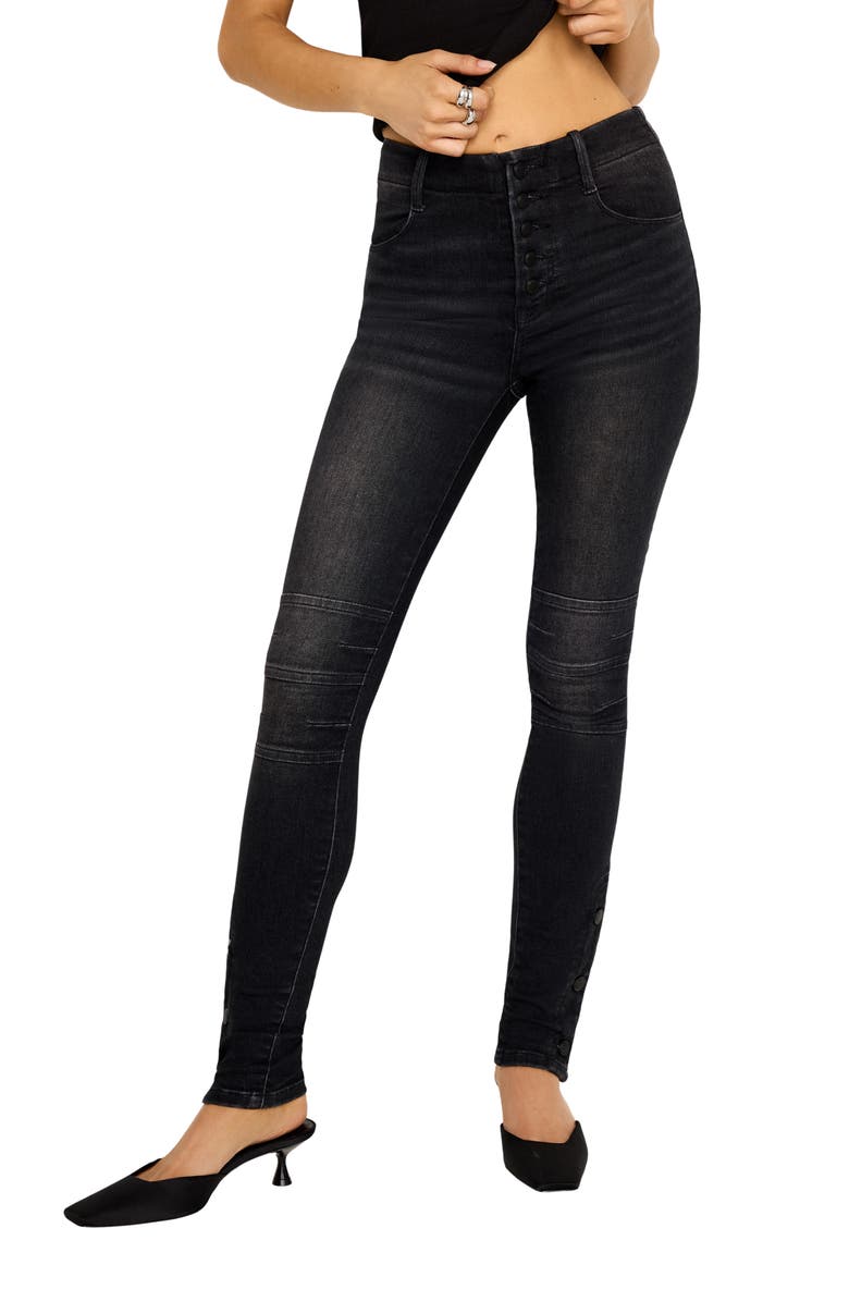 Good American Moto High Waist Skinny Jeans, Main, color, Black367