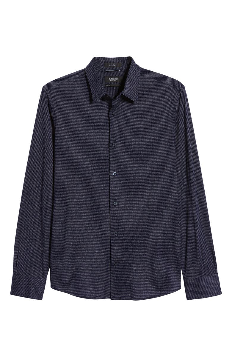 NORDSTROM MEN'S SHOP Regular Fit Jacquard Button-Up Knit Shirt, Alternate, color, 