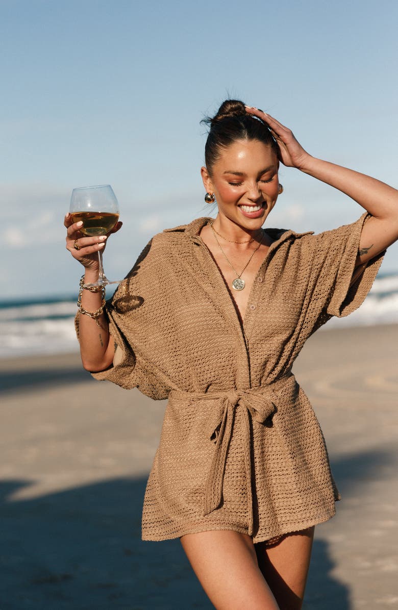 Petal & Pup Culpo Open Stitch Cotton Romper, Alternate, color,