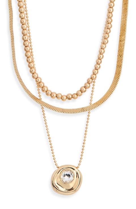 3-Row Layered Pendant Necklace