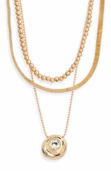 3-Row Layered Pendant Necklace