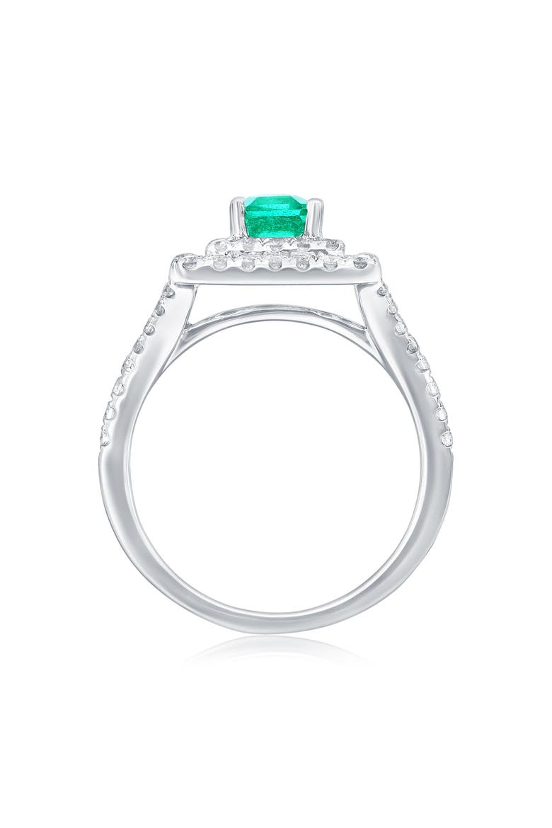 14K White Gold 0.95ct Emerald & 0.65cttw Diamond Ring, Alternate, color, Green