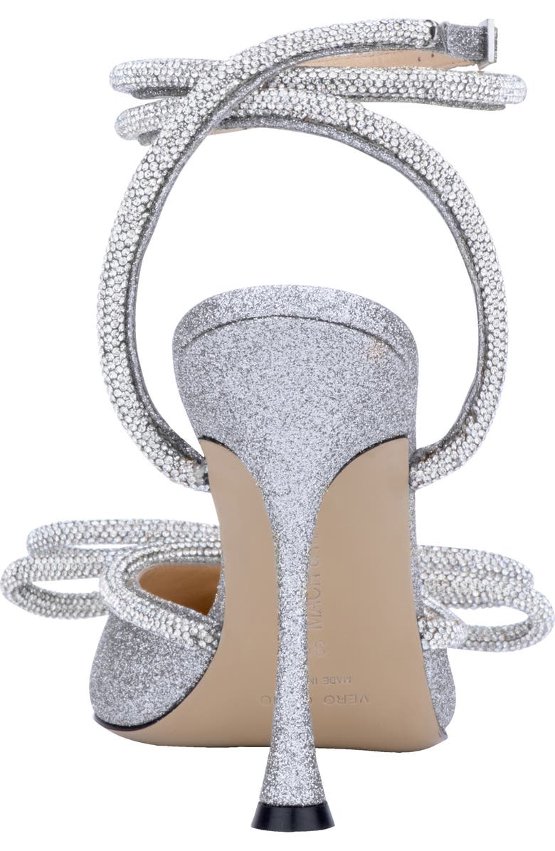 Mach & Mach Glitter Double Crystal Bow Pointed Toe Pump, Alternate, color, Silver