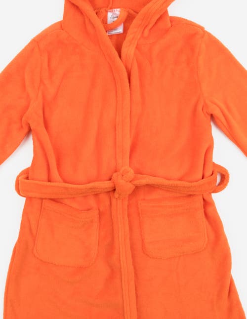 Leveret Kids Fleece Hooded Robe, Solid Colors In Orange