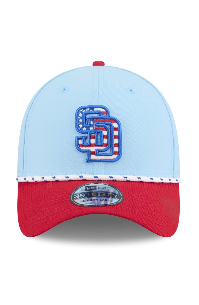 New Era Men's New Era Light Blue/Red San Diego Padres 2025 Fourth of July 39THIRTY Flex Hat, Alternate, color, Light Blue