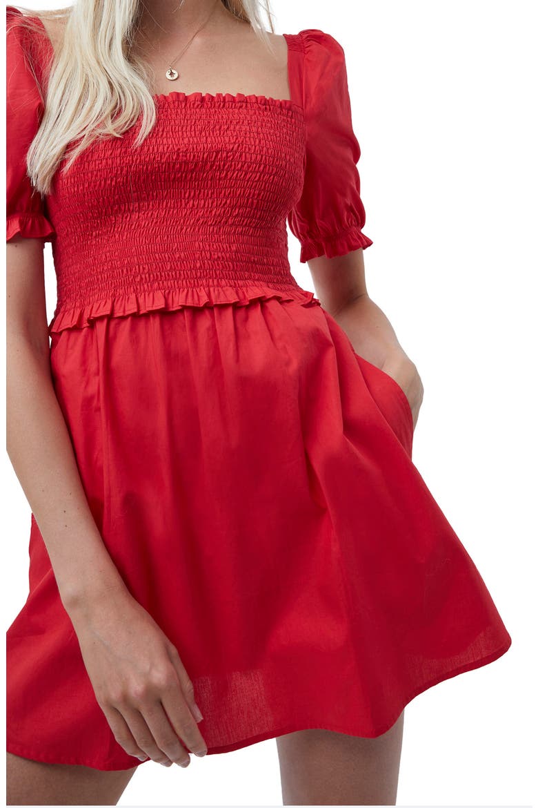 Rhodes Smocked Organic Cotton Minidress, Alternate, color, LOLLIPOP RED