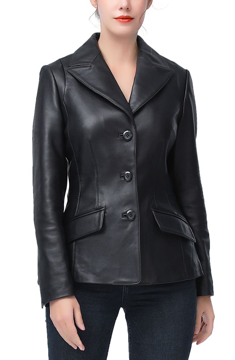 Kimi & Kai Mya Leather Blazer, Main, color, Black