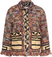 Maison Common Tweed Jacket With Patch Pockets And Fringes