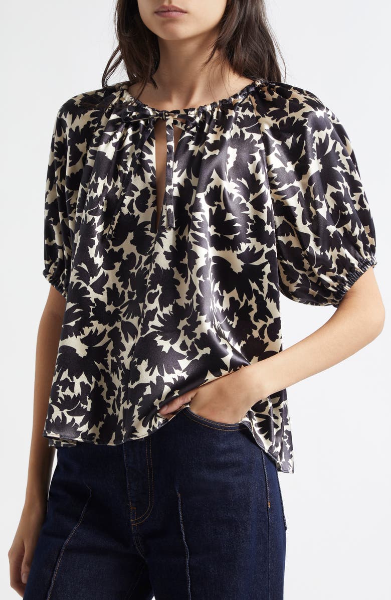 Ulla Johnson Neema Tie Neck Satin Top, Alternate, color,