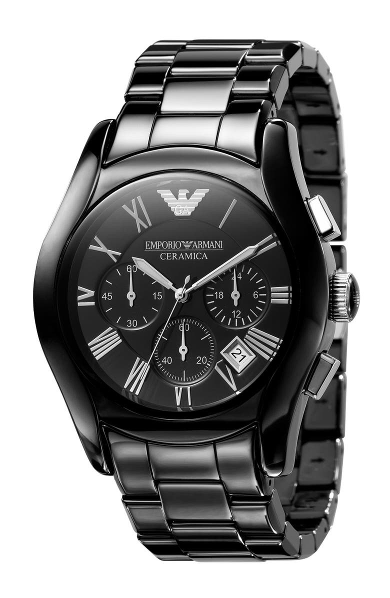 Emporio Armani Large Ceramic Chronograph Watch, 42mm, Alternate, color, 