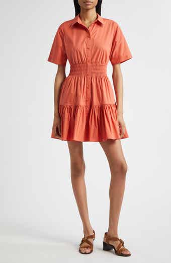 Veronica Beard Greta Smocked Waist Shirtdress