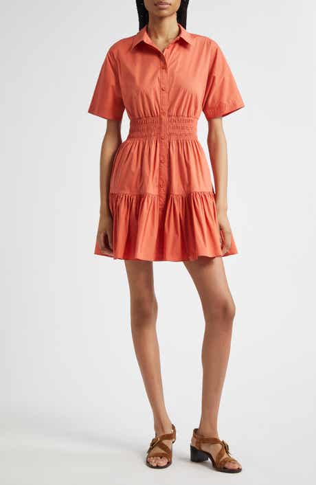 Veronica Beard Greta Smocked Waist Shirtdress