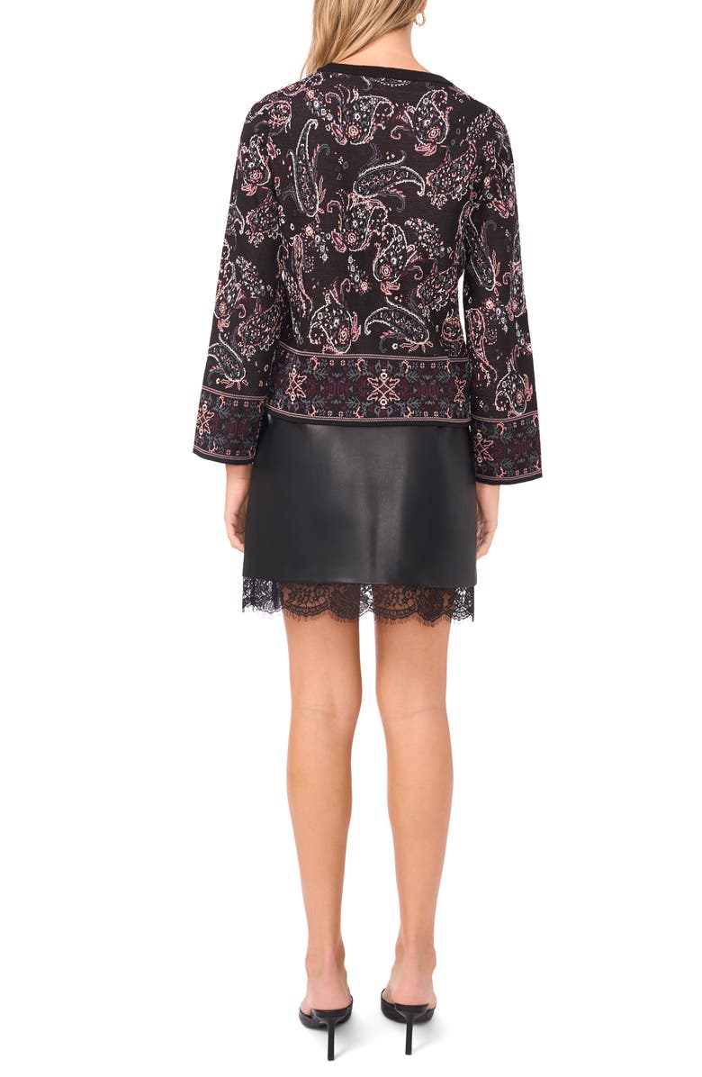 Vince Camuto Festival Paisley Jacquard Crewneck Sweater, Alternate, color, Rich Black