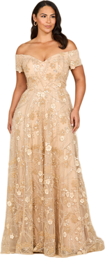 LARA New York Off Shoulder A-Line Floral Gown
