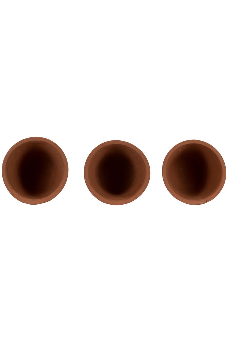 Set of 3 Natural Handthrown Terracotta Embossed Stamped Planters, Alternate, color, Brown