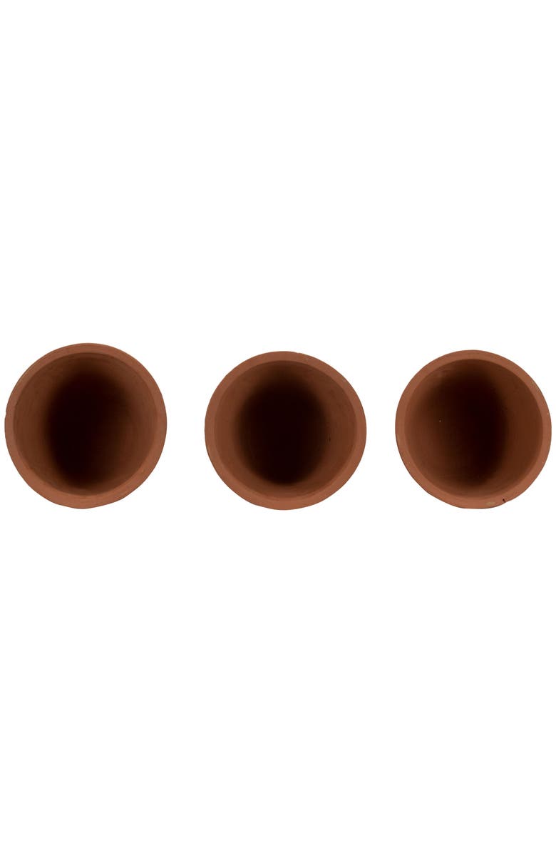Foreside Home and Garden Set of 3 Natural Handthrown Terracotta Embossed Stamped Planters, Alternate, color, Brown