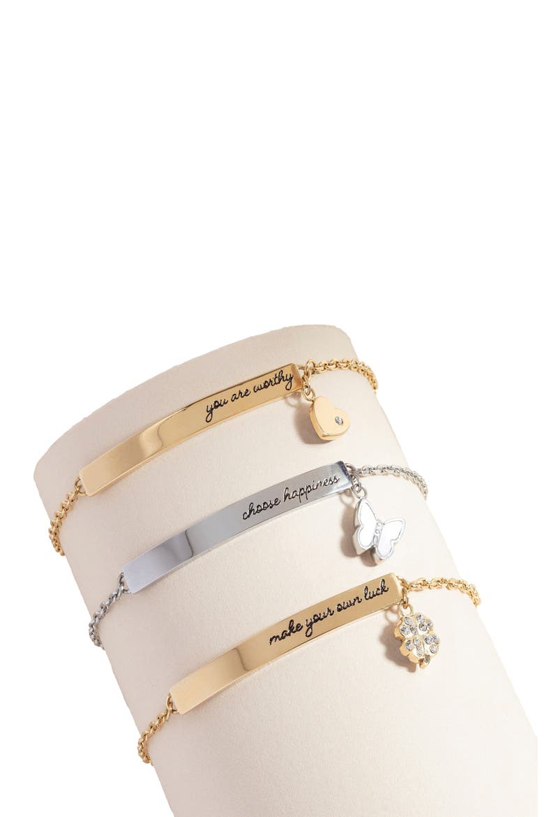 You Are Worthy Inline Bracelet, Alternate, color, Gold