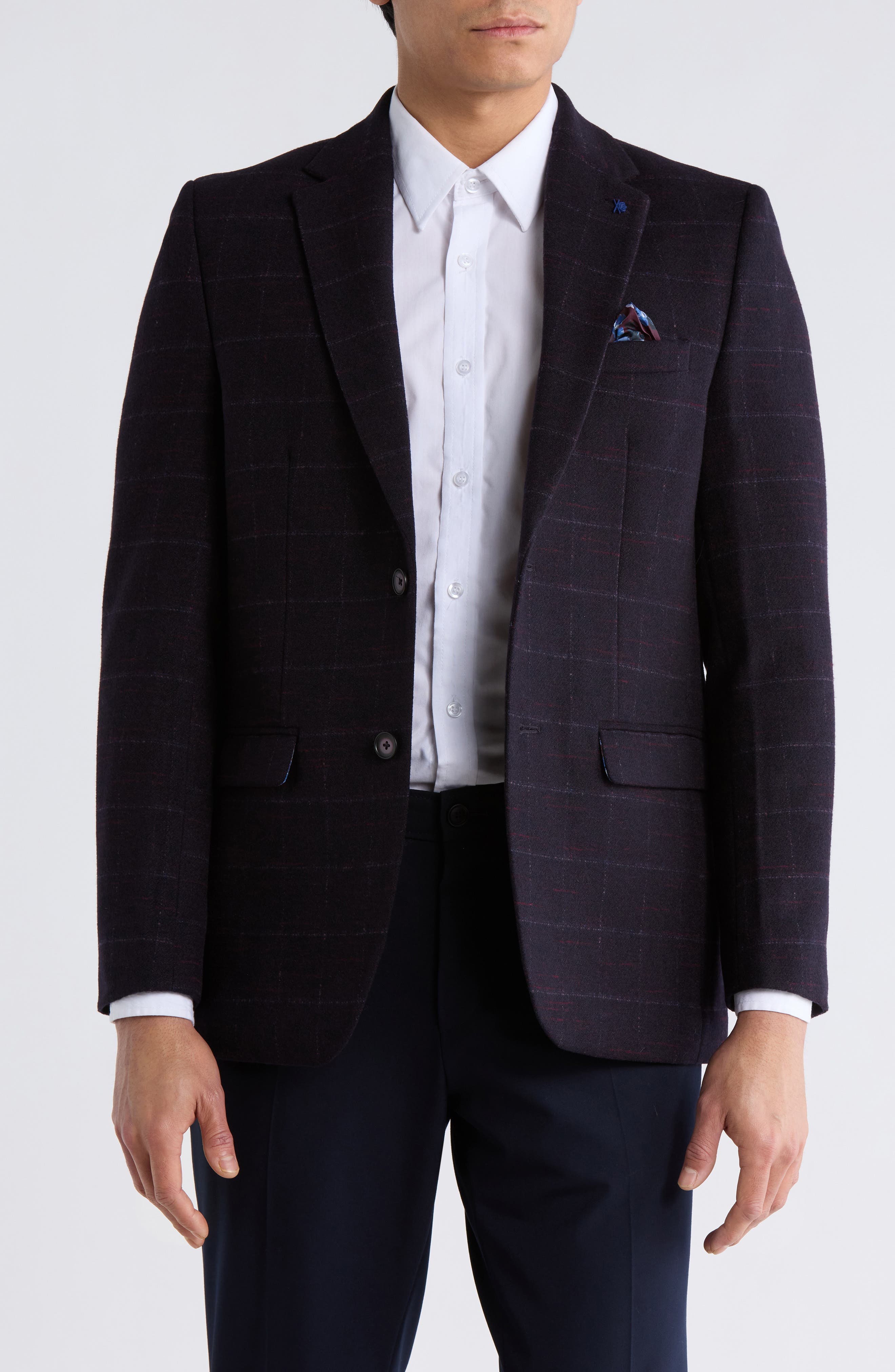 SOUL OF LONDON Windowpane Notch Lapel Blazer