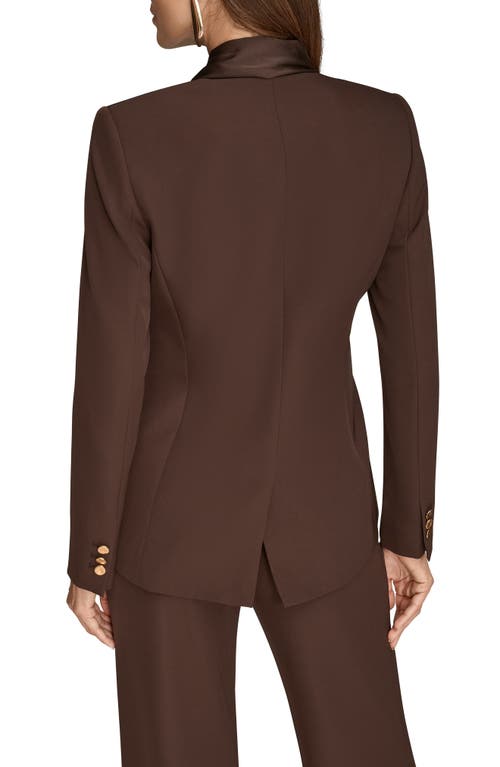 Donna Karan New York Mixed Media One-button Blazer In Brown