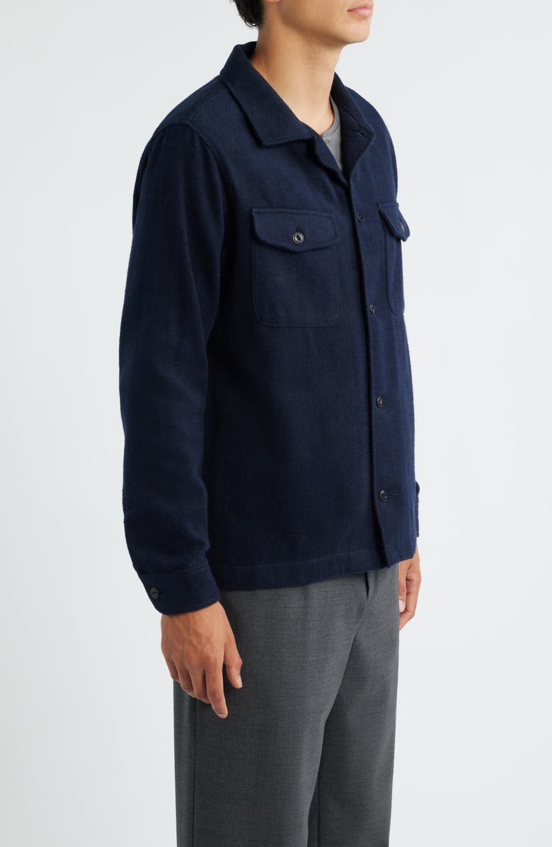 MERZ B SCHWANEN Organic Cotton Flannel Button-Up Shirt Jacket, Alternate, color, Night Blue