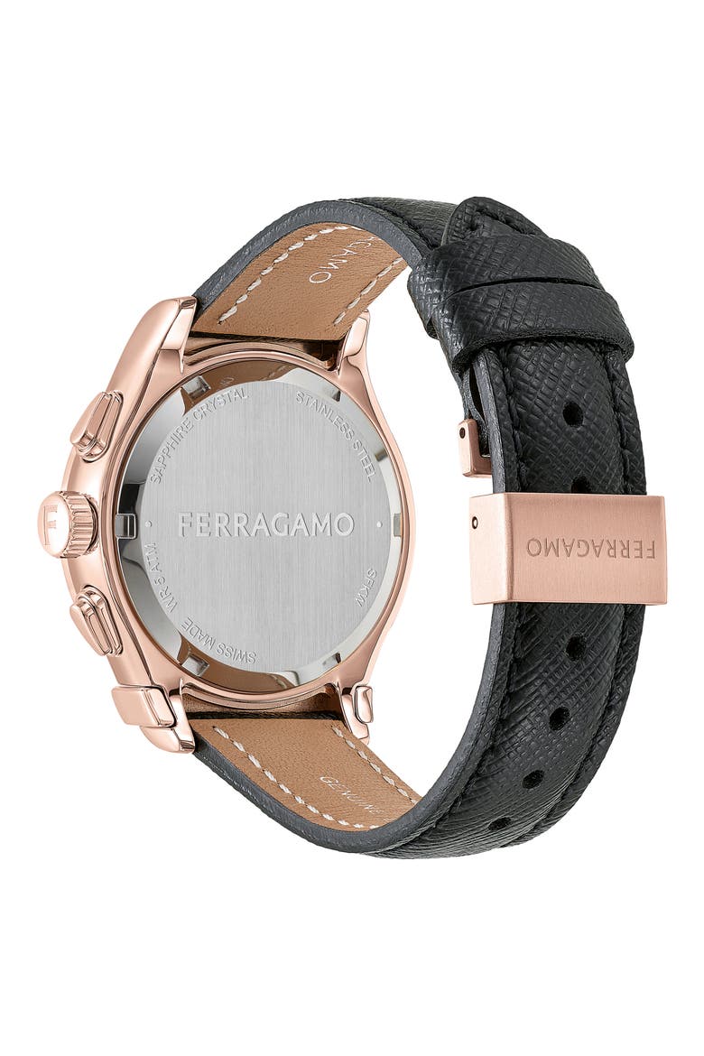 1927 Chronograph Leather Strap Watch, 38mm, Alternate, color, IP ROSE GOLD