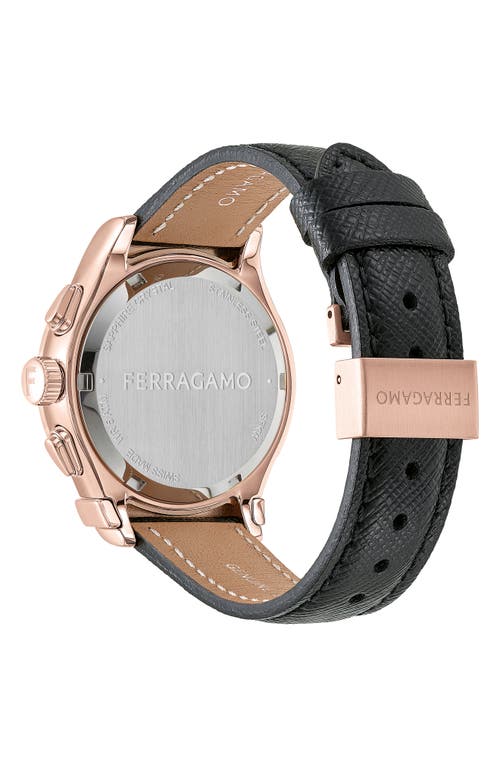 Ferragamo 1927 Chrono Leather Watch In Black