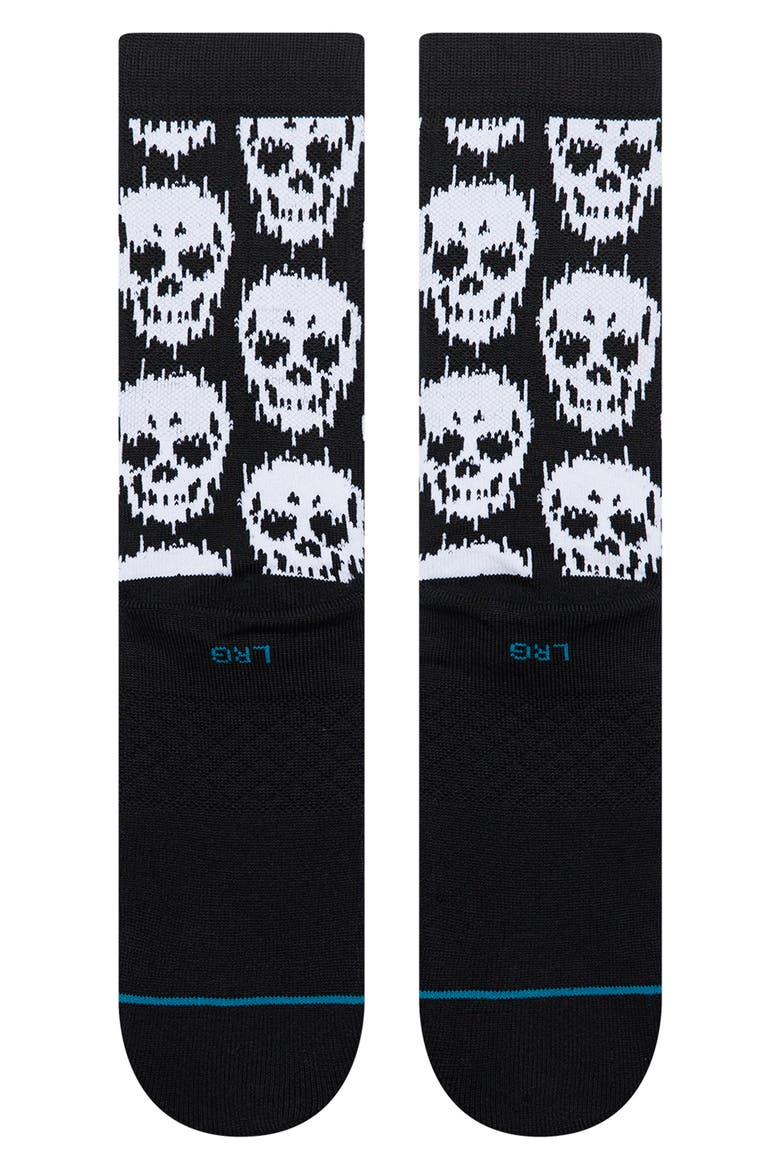 Static Skull Crew Socks, Alternate, color, BLACK