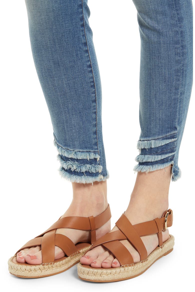 High Waist Fringe Hem Ankle Skinny Jeans, Alternate, color, CANYON COAST